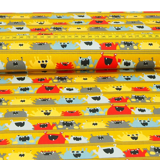 Baumwolle Bunte Monster Senfgelb BIO SALE