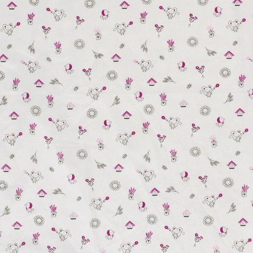 Baumwolle Tierfriends auf Aluminium Hellgrau