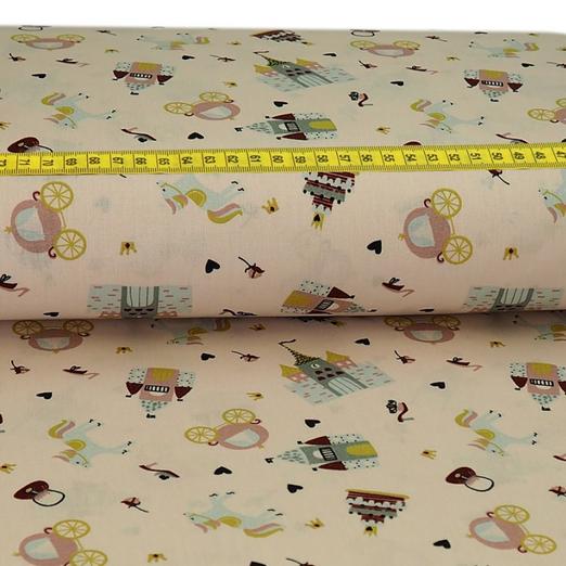 Baumwolle Prinzessinenland auf Hellem Altrosa Baumwolle Prinzessinenland auf Hellem Altrosa