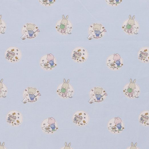 Baumwolle Tier Picknick auf Hellblau