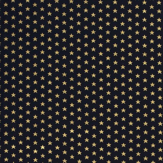 Baumwolle Weihnachten Golddruck Sterne auf Dunkelblau