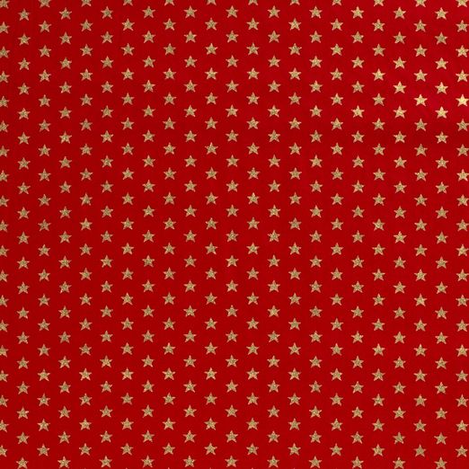 Baumwolle Weihnachten Golddruck Sterne auf Rot