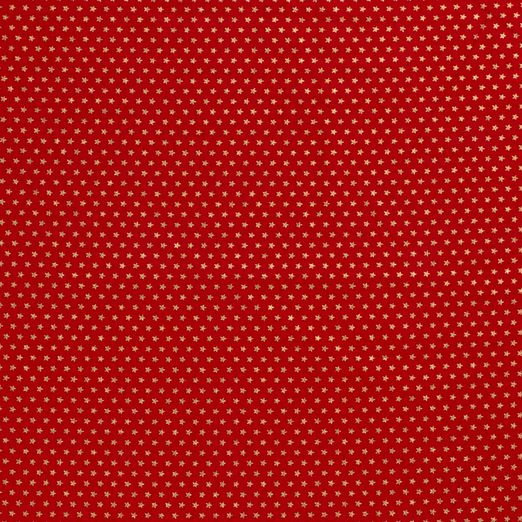 Baumwolle Weihnachten Golddruck Little Stars auf Rot