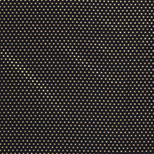 Baumwolle Weihnachten Golddruck Little Stars auf Dunkelblau