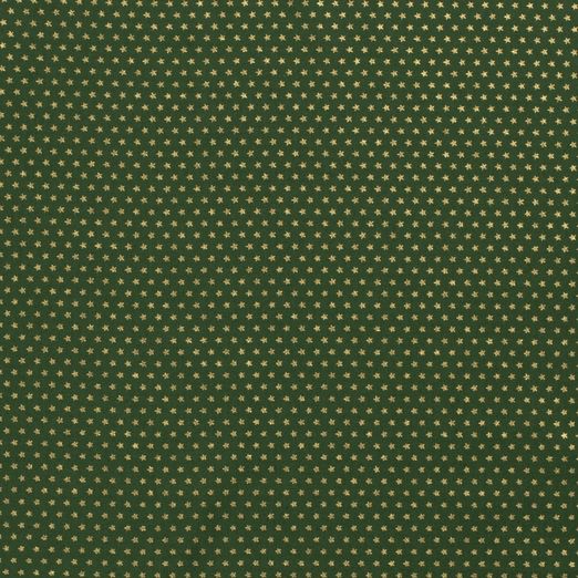 Baumwolle Weihnachten Golddruck Little Stars auf Dunkelgrün