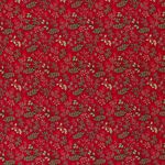 Baumwolle WEICHNACHTEN Mistelzweige & Blätter auf Rot