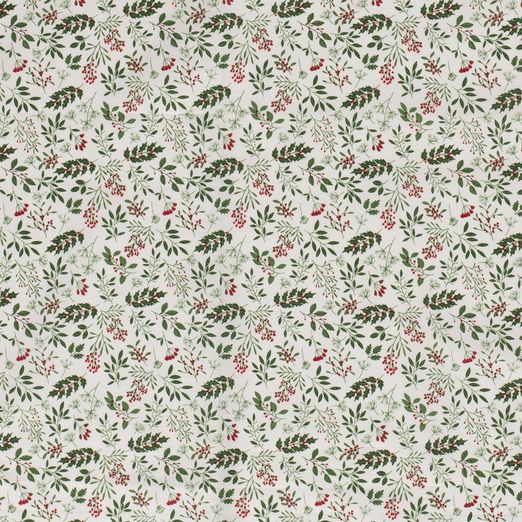 Baumwolle WEICHNACHTEN Mistelzweige & Blätter auf Weiß