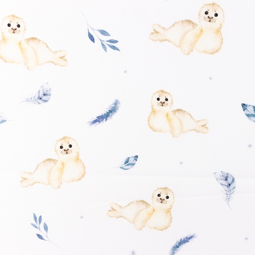 Baumwolle Kleine Robbe auf Weiß Digital Baumwolle Kleine Robbe auf Weiß Digital