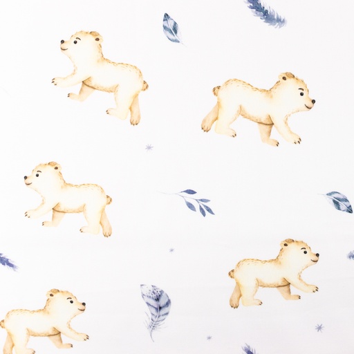 Baumwolle Kleiner Eisbär auf Weiß Digital Baumwolle Kleiner Eisbär auf Weiß Digital
