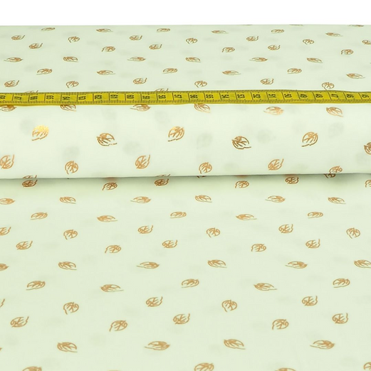 Baumwolle GOLDDRUCK Blätter auf Cremeweiß