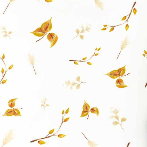 Baumwolle Gelbes Laub und Gräser auf Creme Digital