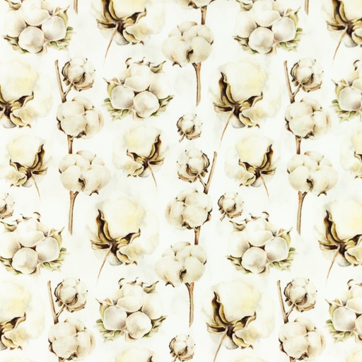 Baumwolle Baumwollpflanzen- und Blüten auf Creme Digital Baumwolle Baumwollpflanzen- und Blüten auf Creme Digital