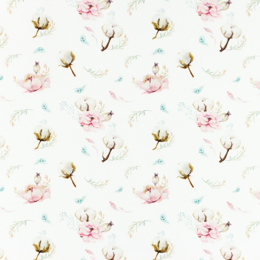 Baumwolle Baumwollpflanzen & Blumen auf Weiß Digital