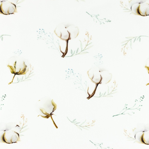 Baumwolle Baumwollpflanzen & Aquarell Blätter auf Weiß Digital