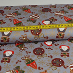 Baumwolle Weihnachten Golddruck Ornamente Hellgrau