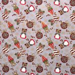 Baumwolle Weihnachten Golddruck Ornamente Hellgrau