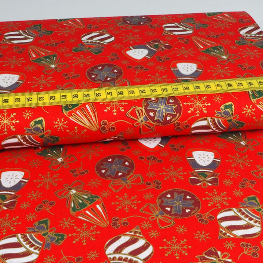 Baumwolle Weihnachten Golddruck Ornamente Rot