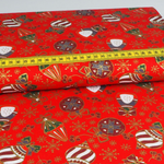 Baumwolle Weihnachten Golddruck Ornamente Rot