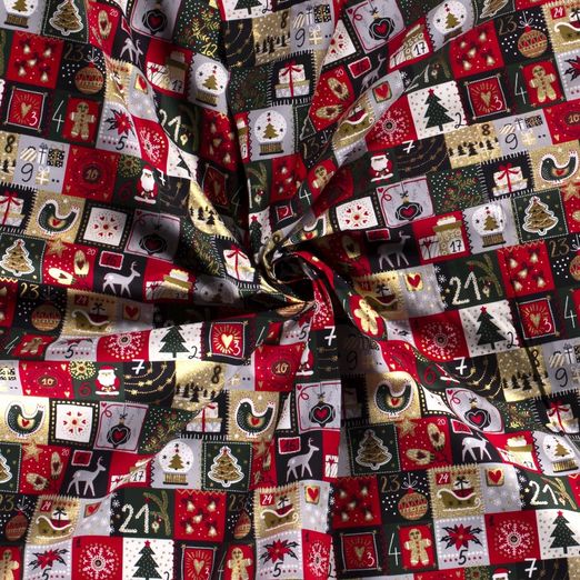 Baumwolle WEIHNACHTEN Golddruck Advent Calendar Baumwolle WEIHNACHTEN Golddruck Advent Calendar