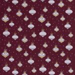 Baumwolle WEIHNACHTEN Golddruck Spitze Kugeln auf Weinrot
