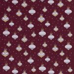 Bavlna VÁNOCE Zlatotisk Krajka Koule na Vínově Červené