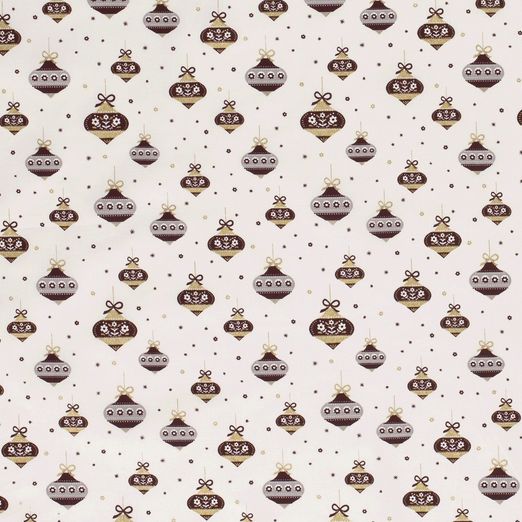 Baumwolle WEIHNACHTEN Golddruck Spitze Kugeln auf Creme