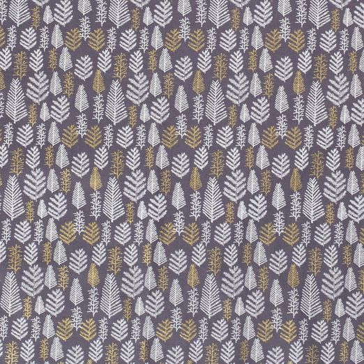 Baumwolle WEIHNACHTEN Golddruck Tannenbäumchen auf Dunkelgrau Baumwolle WEIHNACHTEN Golddruck Tannenbäumchen auf Dunkelgrau