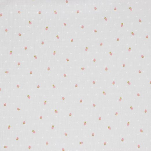 Baumwolle - Batist Dotty Little Strawberries auf Cremeweiß