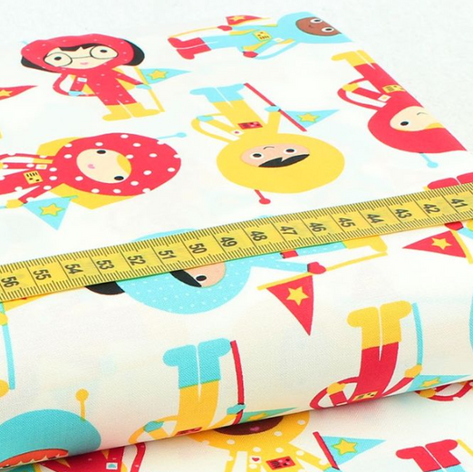 Baumwolle ROBERT KAUFMAN Space Explorers by Ann Kelle Astronauten White