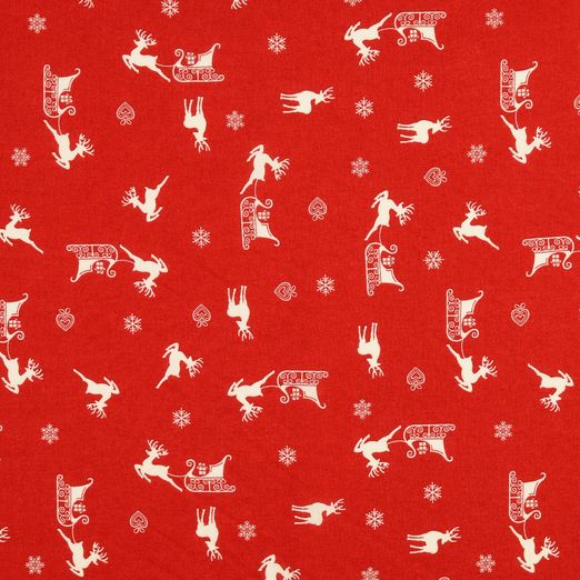 Baumwolle Christmas Lustige Schlittenfahrt auf Rot Baumwolle Christmas Lustige Schlittenfahrt auf Rot