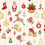 Baumwolle WEIHNACHTEN Foliendruck Weihnachtsaufhänger auf Creme