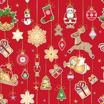 Baumwolle WEIHNACHTEN Foliendruck Weihnachtsaufhänger auf Rot Baumwolle WEIHNACHTEN Foliendruck Weihnachtsaufhänger auf Rot