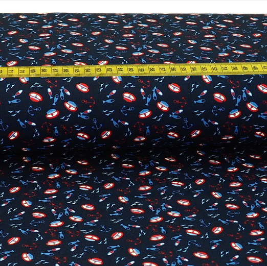 Baumwolle Maritimes Leben auf Dunkelblau Baumwolle Maritimes Leben auf Dunkelblau