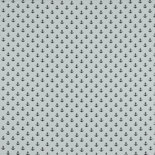 Baumwolle Maritim Kleine Anker Schwarz auf Weiß