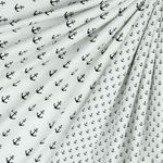 Baumwolle Maritim Kleine Anker Schwarz auf Weiß