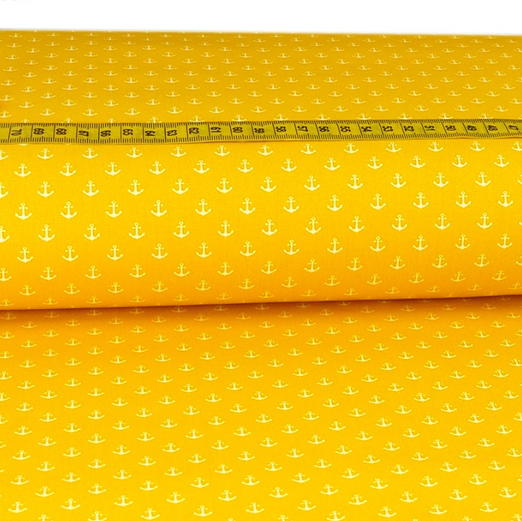 Baumwolle Maritim Kleine Anker Gelb