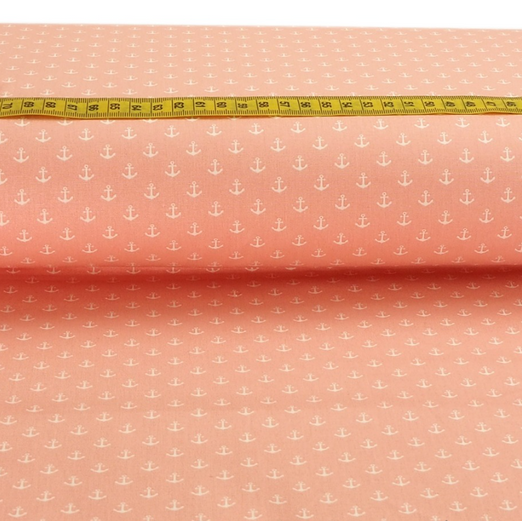 Baumwolle Maritim Kleine Anker Rosa