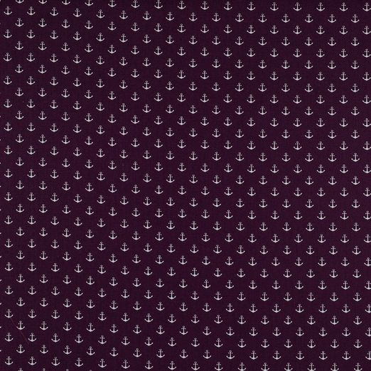 Baumwolle Maritim Kleine Anker Lila