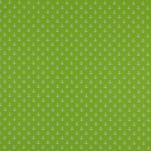 Baumwolle Maritim Kleine Anker Lime