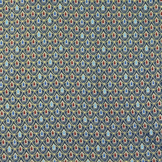 Baumwolle WEIHNACHTEN Foliendruck Tropfenmuster auf Dunkelblau Baumwolle WEIHNACHTEN Foliendruck Tropfenmuster auf Dunkelblau