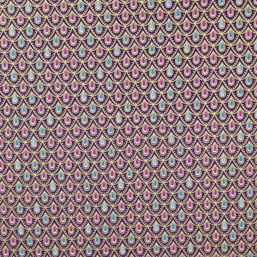 Baumwolle WEIHNACHTEN Foliendruck Tropfenmuster auf Lila