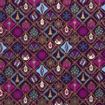 Baumwolle WEIHNACHTEN Foliendruck Weihnachtskugeln auf Lila