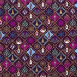 Coton NOËL Impression foil Boules de Noël sur violet