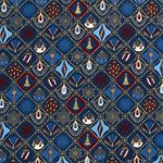 Baumwolle WEIHNACHTEN Foliendruck Weihnachtskugeln auf Dunkelblau