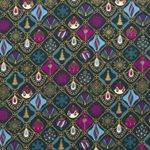 Coton NOËL Impression feuille Boules de Noël sur pétrole