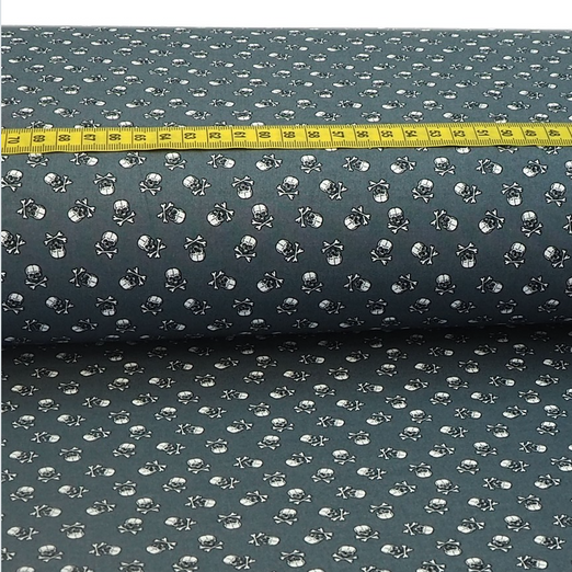 Baumwolle Pirateskulls Grau