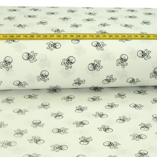 Baumwolle Midi Pirateskulls auf Weiß