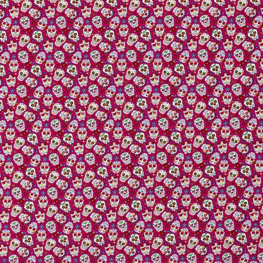 Baumwolle Kleine Blumen Skulls auf Pink