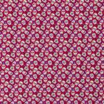 Coton Petites fleurs et crânes sur fond rose