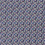 Coton Petites Fleurs Têtes de Mort sur Bleu